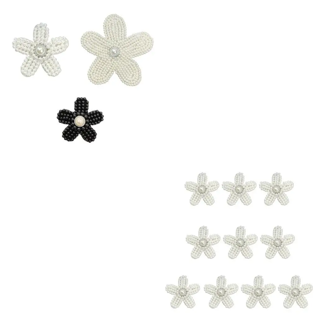 

L4ME 10 Pcs Flower Shaped Sewing Patches Imitation Pearls Patches Decorative Patches