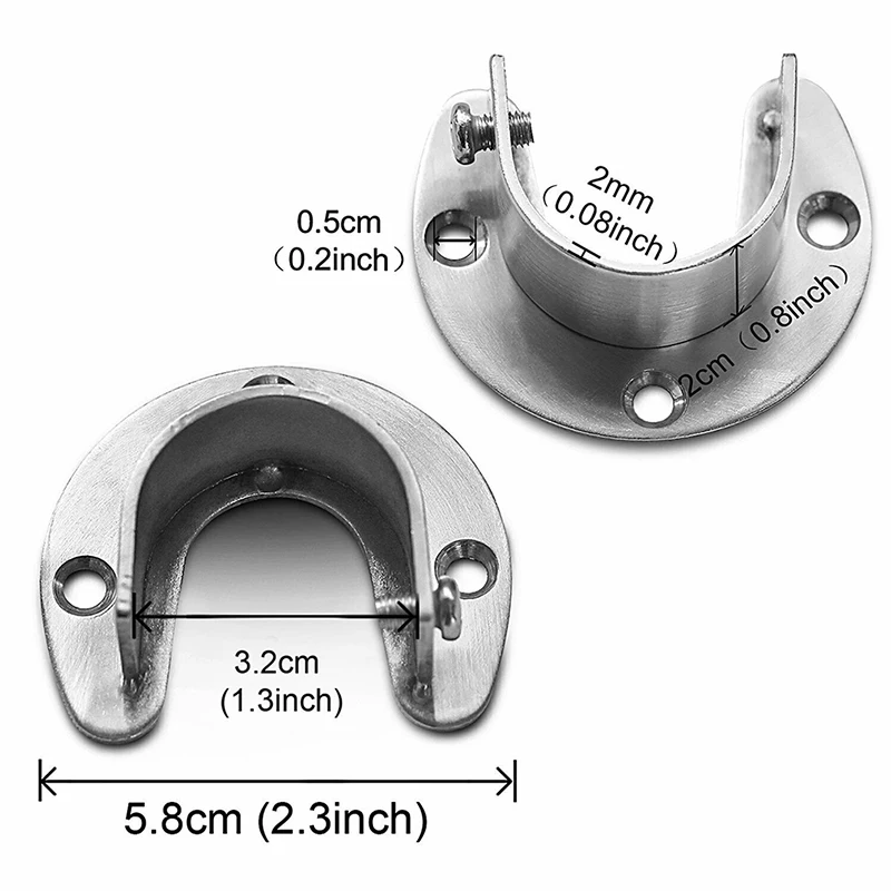 1 pc Flange Rod Holder, Closet Rod Bracket End Supports Sockets For Wardrobe Curtain Fixed Socket Thickened Open Flange Seat