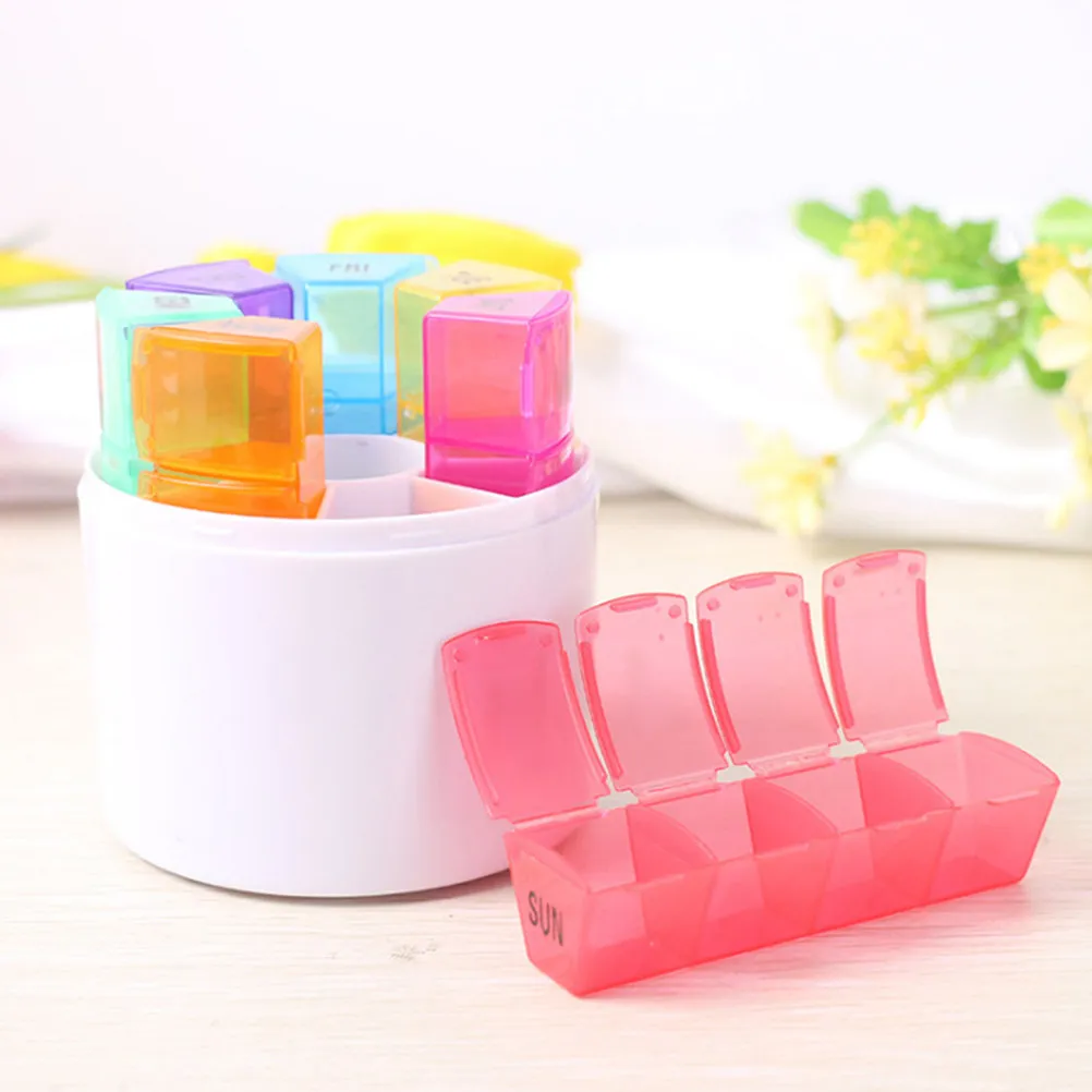 7-Day Pill Organizer Box with 28 Compartments, Letter-Labeled for Monday–Sunday, Portable Lightweight Medicine Storage