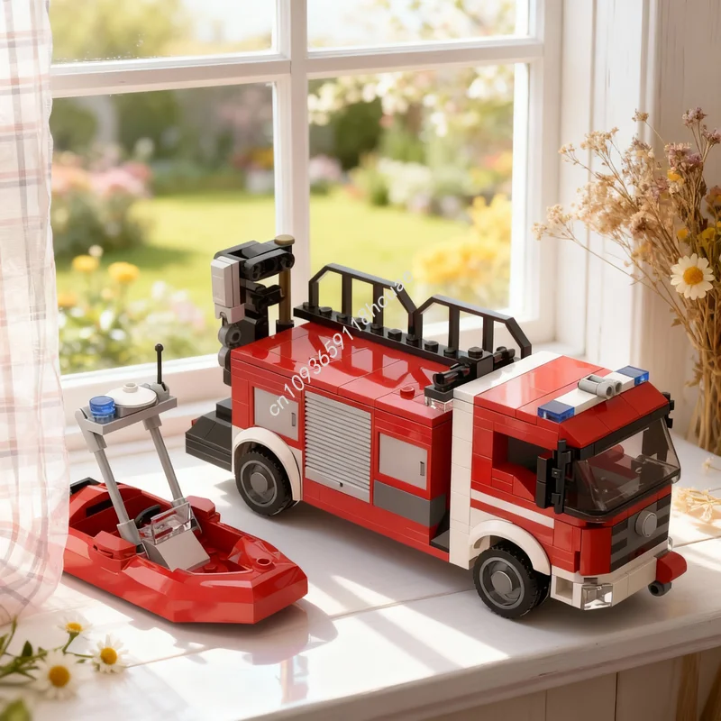298pcs MOC City Fire GW Boot Feuerwehr Department Model Building Blocks Architecture Christmas Gifts Toy Idea Brick Education