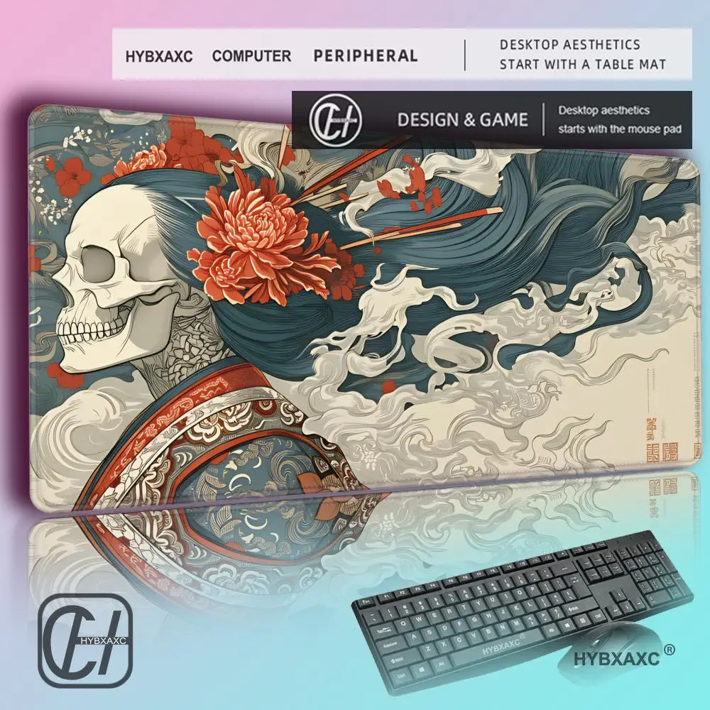 HYBXAXC Skull Skeleton Aesthetic Design MousePad Computer Table Mats Rubber Anti-slip HD Gaming Keyboard Mousepads Long Desk Mat