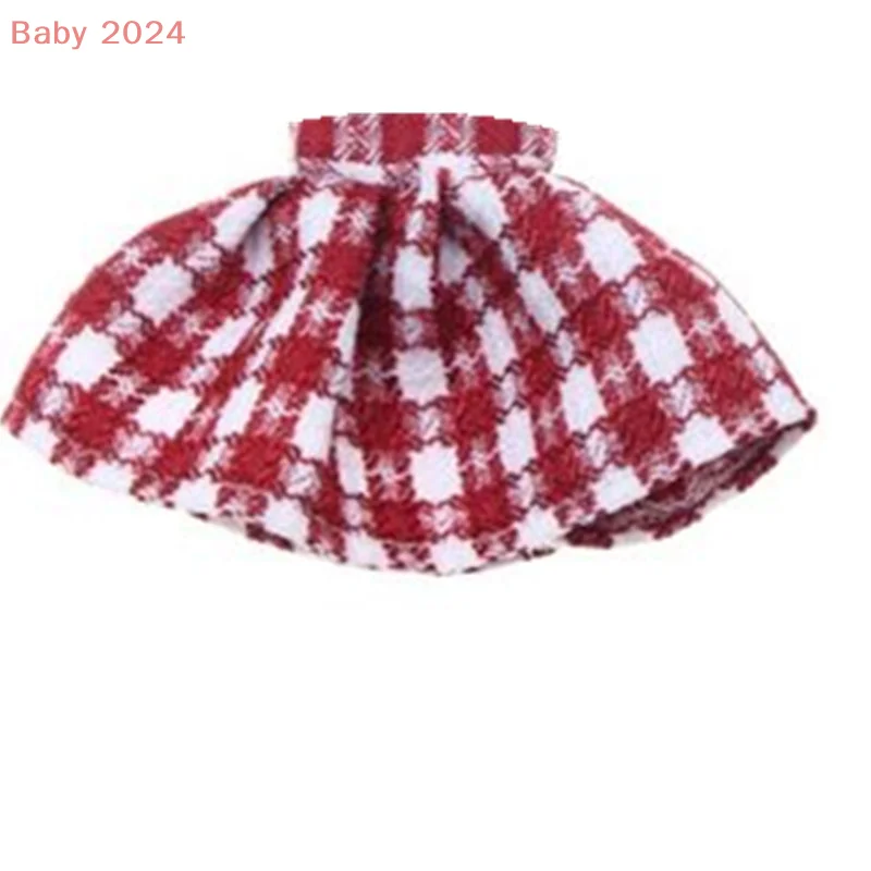 

Рождественские украшения для кукол, жаккардовый клетчатый комбинезон, юбка, аксессуары для кукольного домика