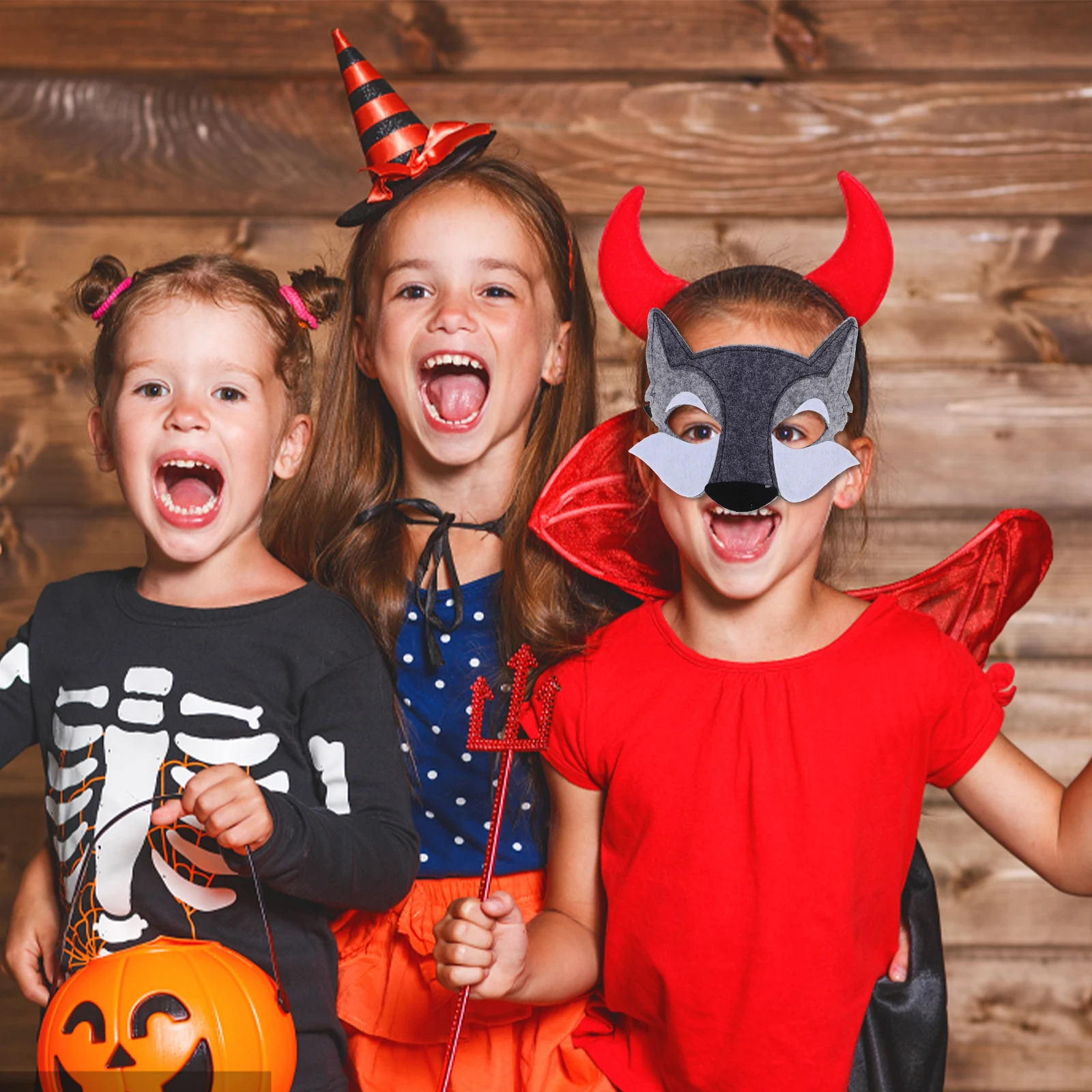 

6pcs Wolf Mask Half Face Animal Costume Halloween Cosplay Party Props For Adults Kids Festival Game Masquerade