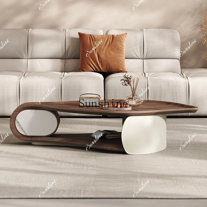 Medieval minimalist walnut living room modern special-shaped coffee table FT