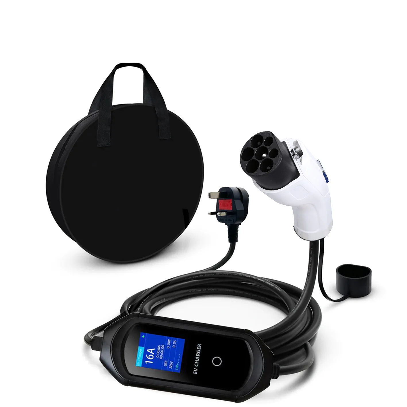 Best Price IP65 16A 32A Adjustable Portable Electric Car EV Charger With 2.8 Inch LCD/LED Display