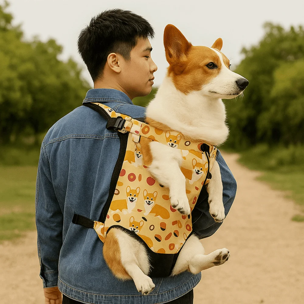

Cartoon Pattern Dog Carrier Backpack Adjustable Breathable Pet Carrier Front Bag Ventilated Cat Outdoor Travel Bag Hiking