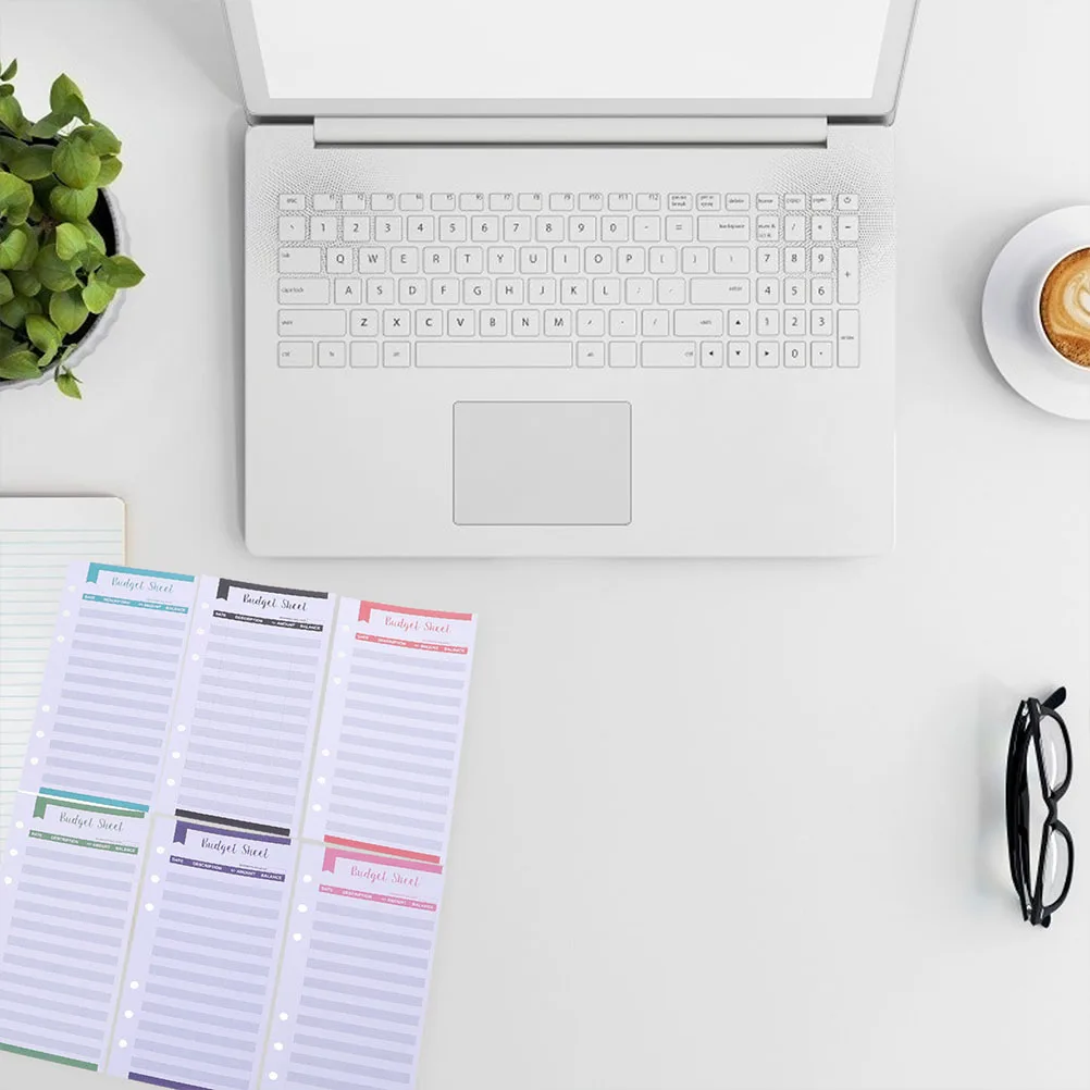 40 قطعة من أوراق الميزانية الموثقة، منظم المحفظة المحمولة، ورقة مخططة الميزانية الملونة المتنوعة