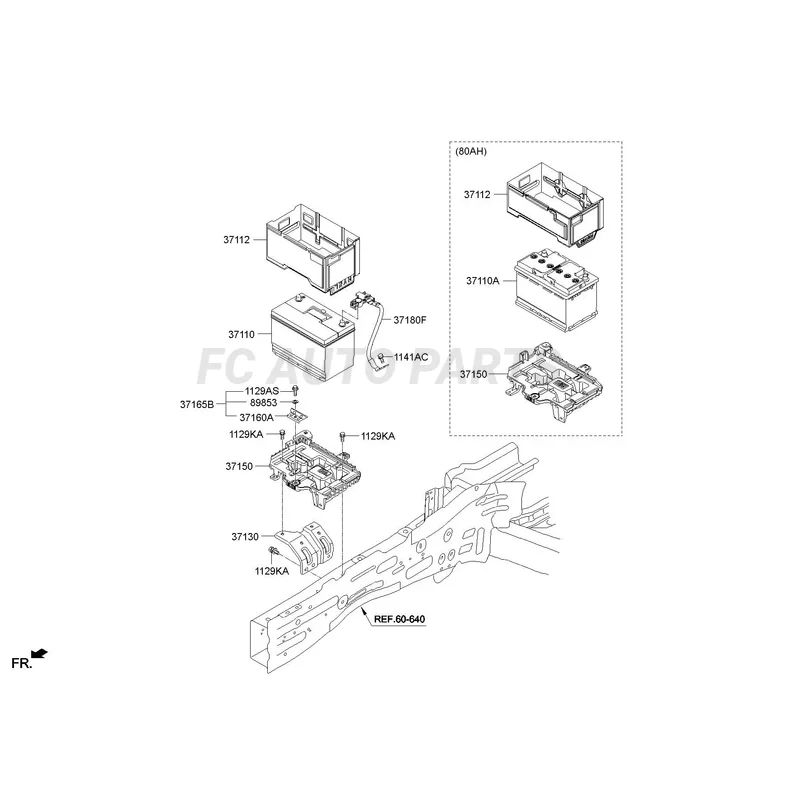 현대 산타페 DM 11 용 트레이 ASSY-BATTERY, 371502W000, 371502W100