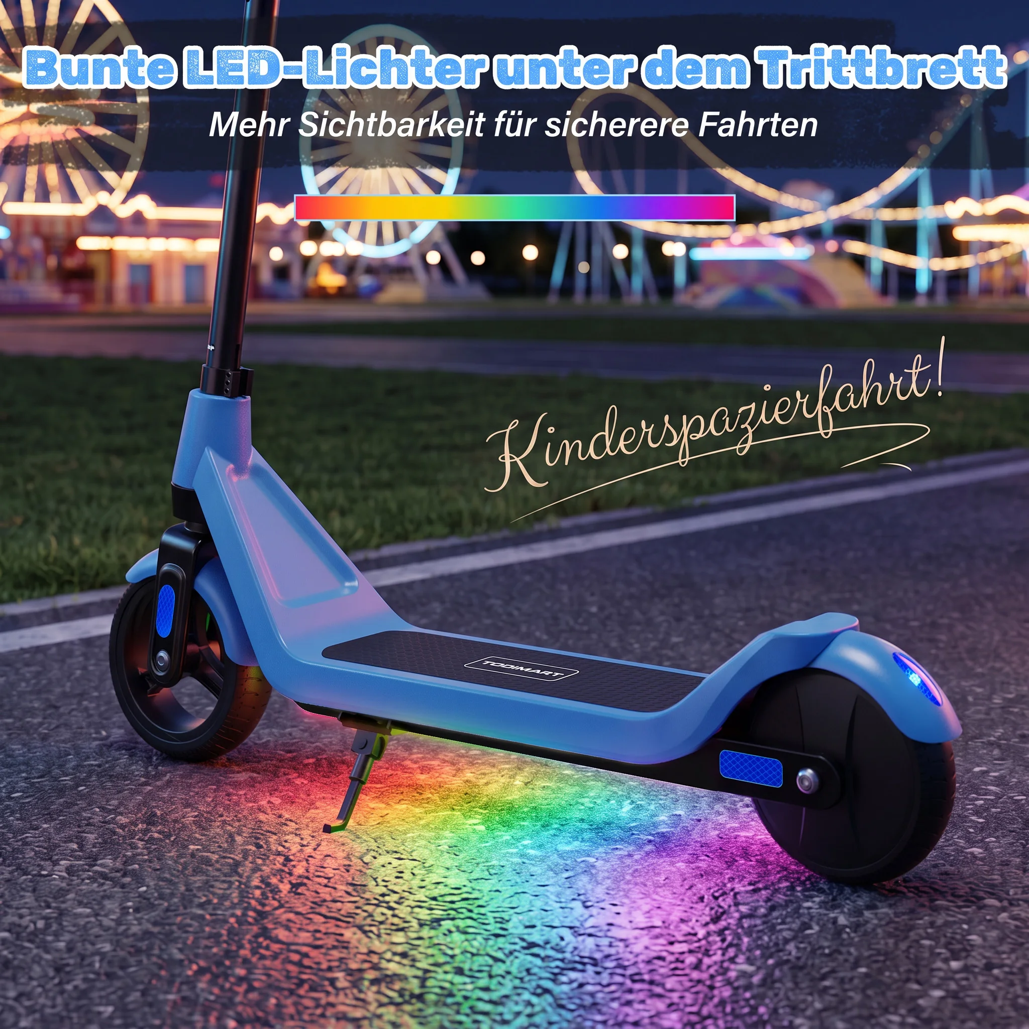 Patinete Eléctrico TODIMART T1 para Niños de 6 a 12 Años, Regalo, Plegable, Motor de 150W, Velocidad de 16km/h, Batería de 24V, Alcance de 10km, 3 Velocidades Ajustables, Patinete Eléctrico para Niños, Patinete Eléctrico para Paseos Urbanos
