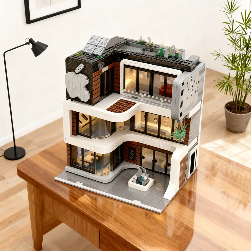 2586pcs MOC Modular Streetscape Apple Store Modular Streetscape Series Model Building Blocks Toys Architecture Christmas Gift