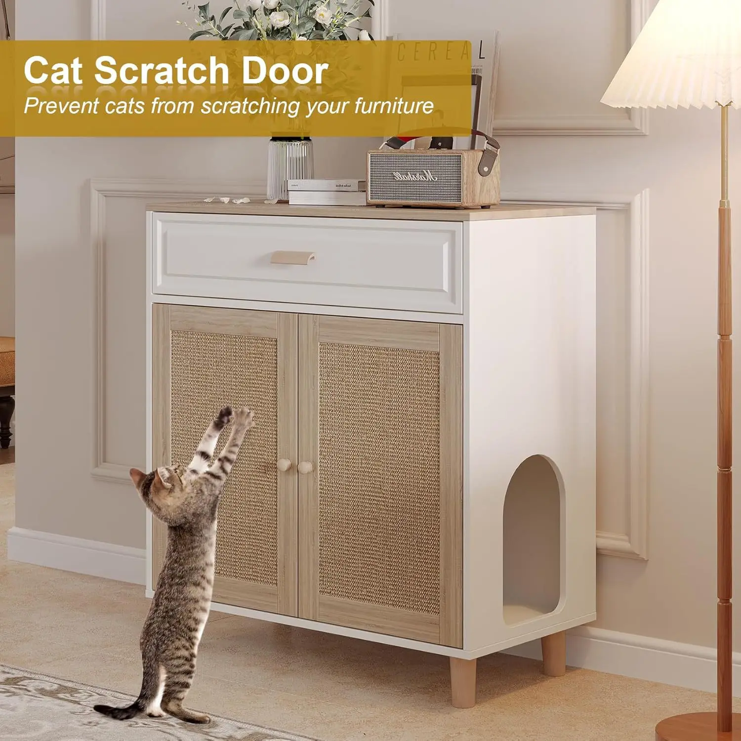 Cat litter pet bed cabinet, pet house wooden multipurpose layout furniture storage cabinet