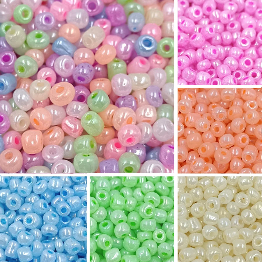 100Pcs Round Hole Bead Czech Glass Candy Cream Color Needlework Accessories DIY For Jewelry Making Crafted Keychains