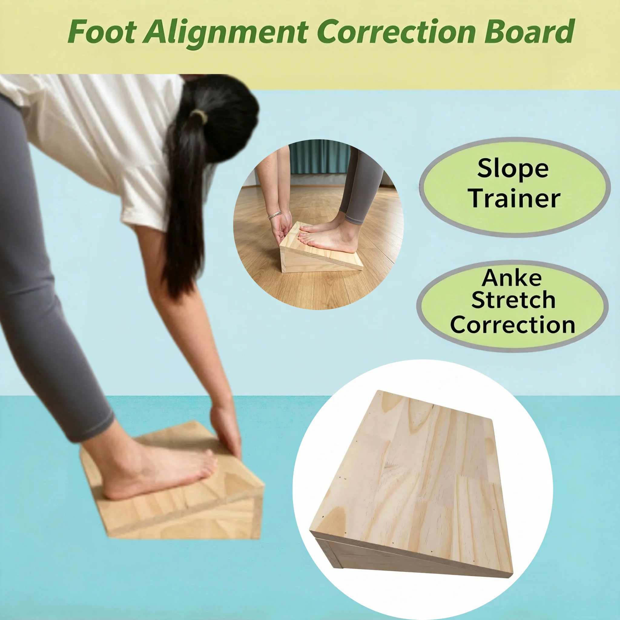 Solid Wood Foot Inside and Outside Tilt Board, Foot Correction Yoga, Achilles Tendon Leg Line Stretching Balance Training Board