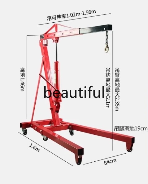 Folding small crane hydraulic car engine hanger engine crane 2 tons 3 tons auto repair mobile crane