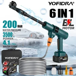 Yofidra-Pistolet à eau électrique sans balais, 6 en 1, 200 bars, buses, voiture, livres, jardin, arrosage trempé, batterie Makita 18V, odorpulvérisateur