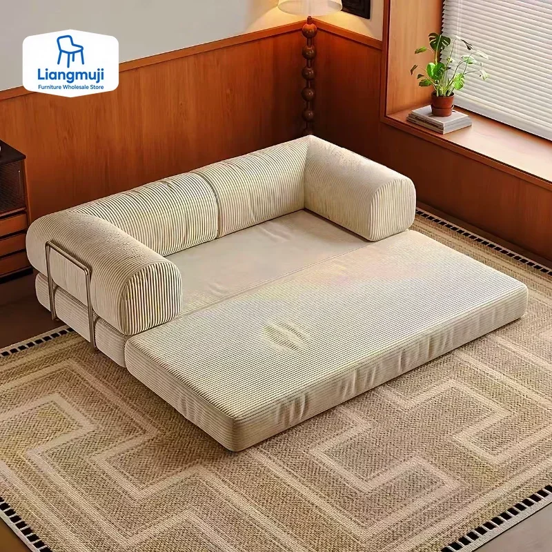 Compressed Sofa, Italian Minimalist Retro High-end Corduroy Living Room Sofa, Sofa Bed, Foldable, Washable, Customizable