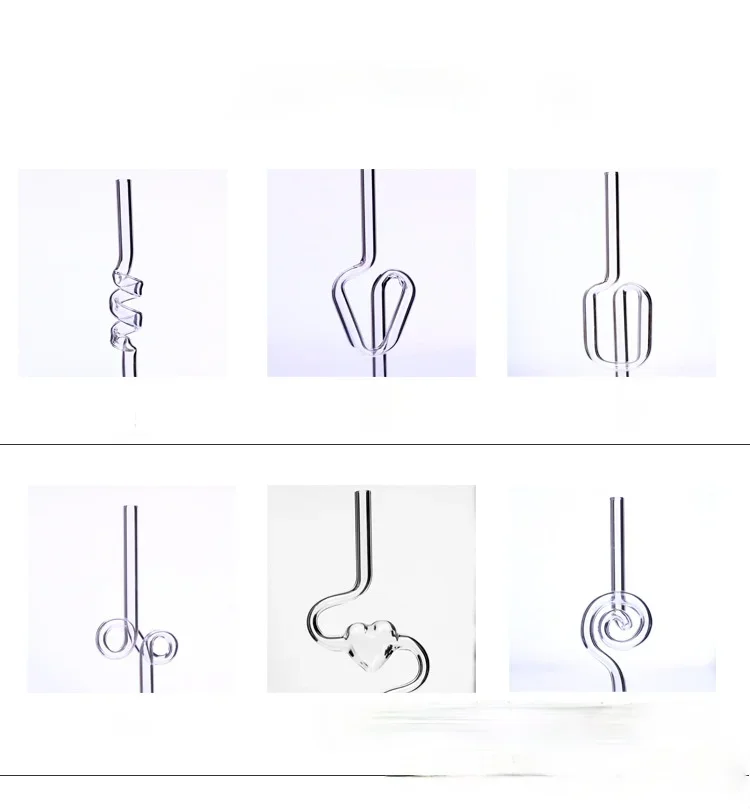 Creative Heat-resistant Transparent Glass Straw Milk Tea Juice Reusable Glass Twist Straws Bending  Long Stem Sip Straw