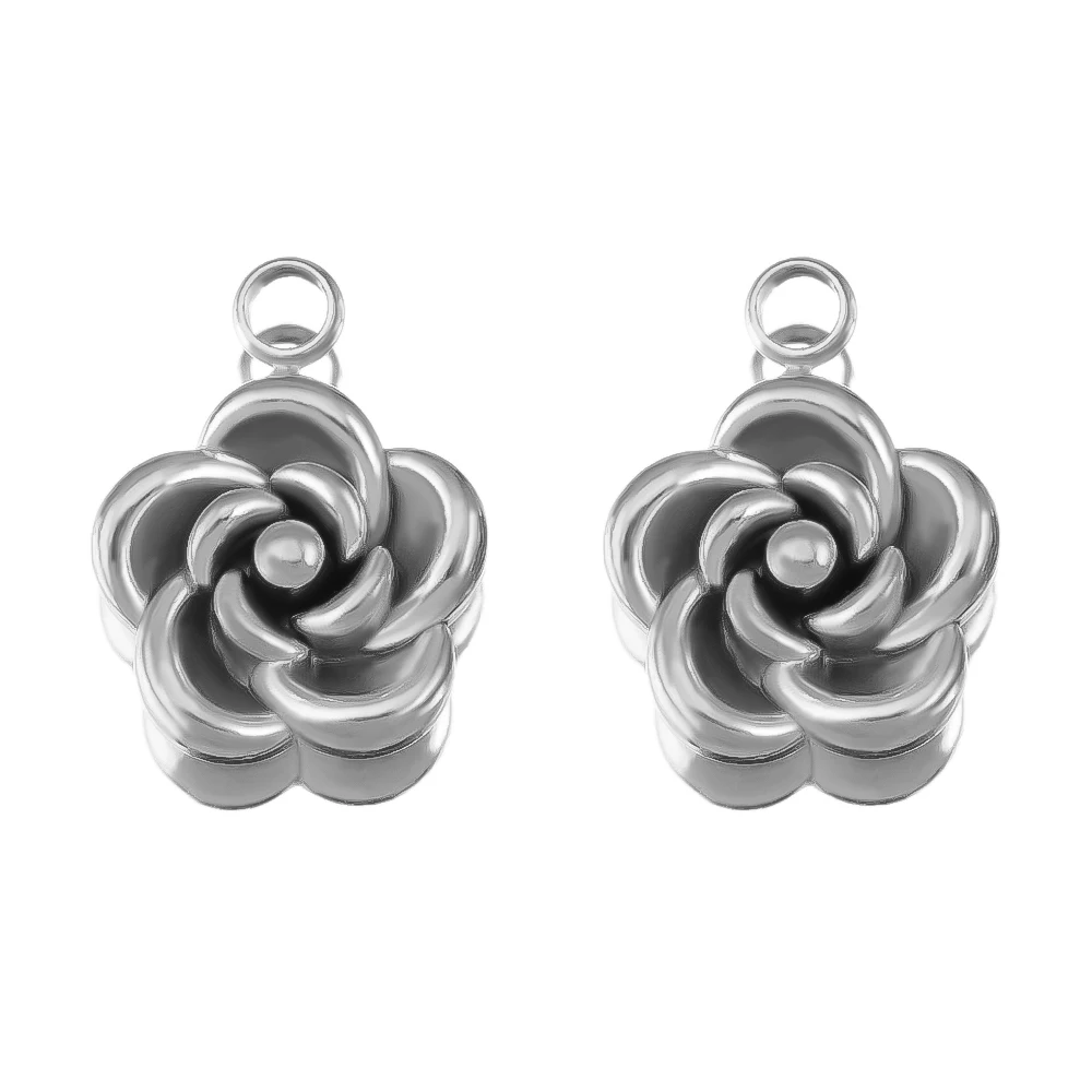 5pcs Stainless Steel Charms Rose Flower Charms for Jewelry Making Findings DIY Bezel Earrings Necklace Charms Parts accessories