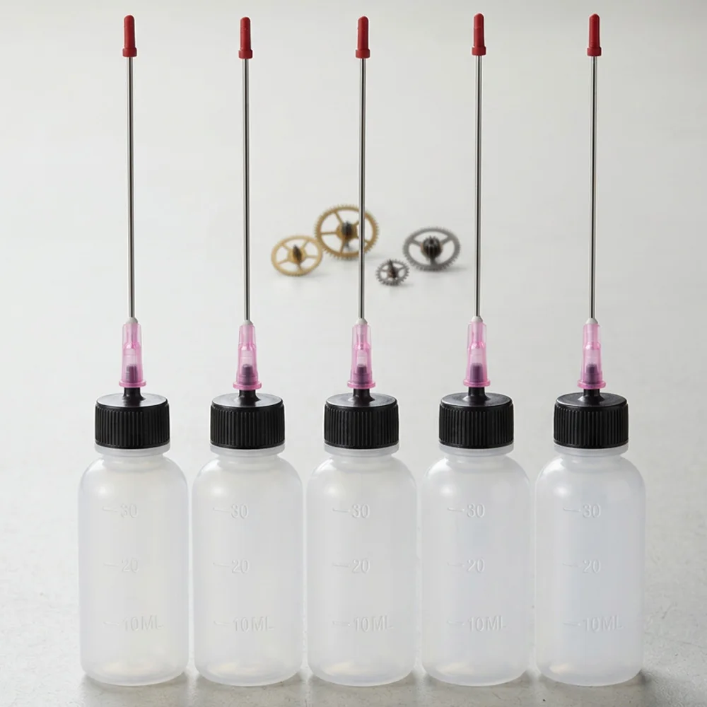 30ml Graduated Dispensing Bottle with Extended Stainless Steel Long Needle Tip, Red Cap Anti-Clogging Needle-Type Dispensing Bottle, Industrial Ink Glue Lubricant Reagent Manual Oiling Dispensing Tool