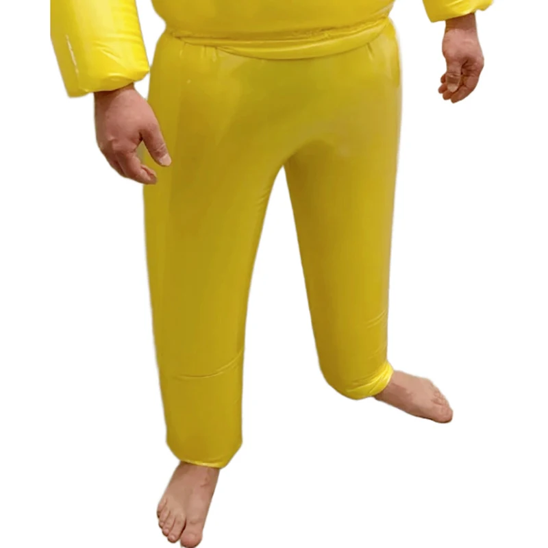 

Yellow Inflatable Sexy Latex Pants With Elastic Band And Nozzle At Back Rubber Breath Play Leggings Trousers Bottoms 117