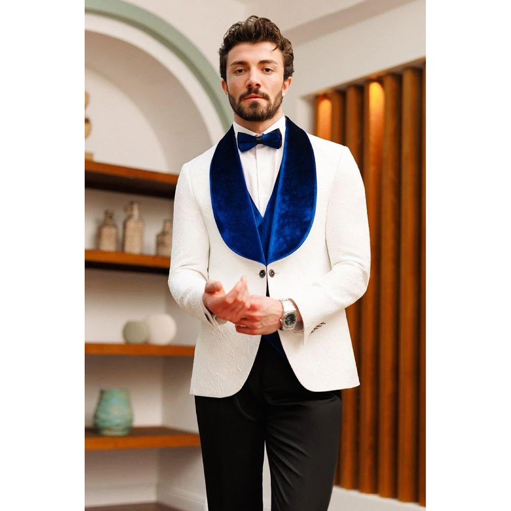 High Quality Single Buckle Men Suits 3 Pieces Blazer+Pants+Vest Handsome Celebrity Wedding Formal Work Causal Tailored Set