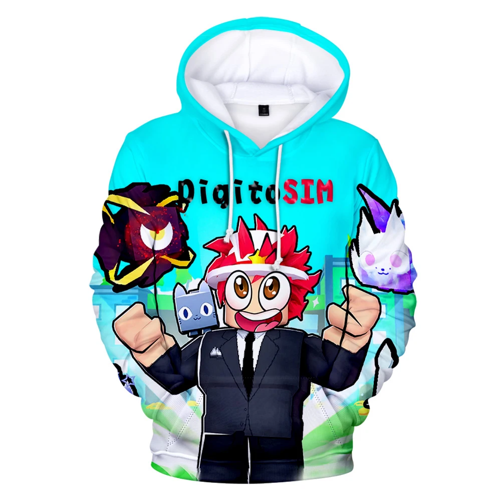 DigitoSIM-Hoodie esportivo unissex com capuz, impressão 3D, tops casuais, estilo Harajuku