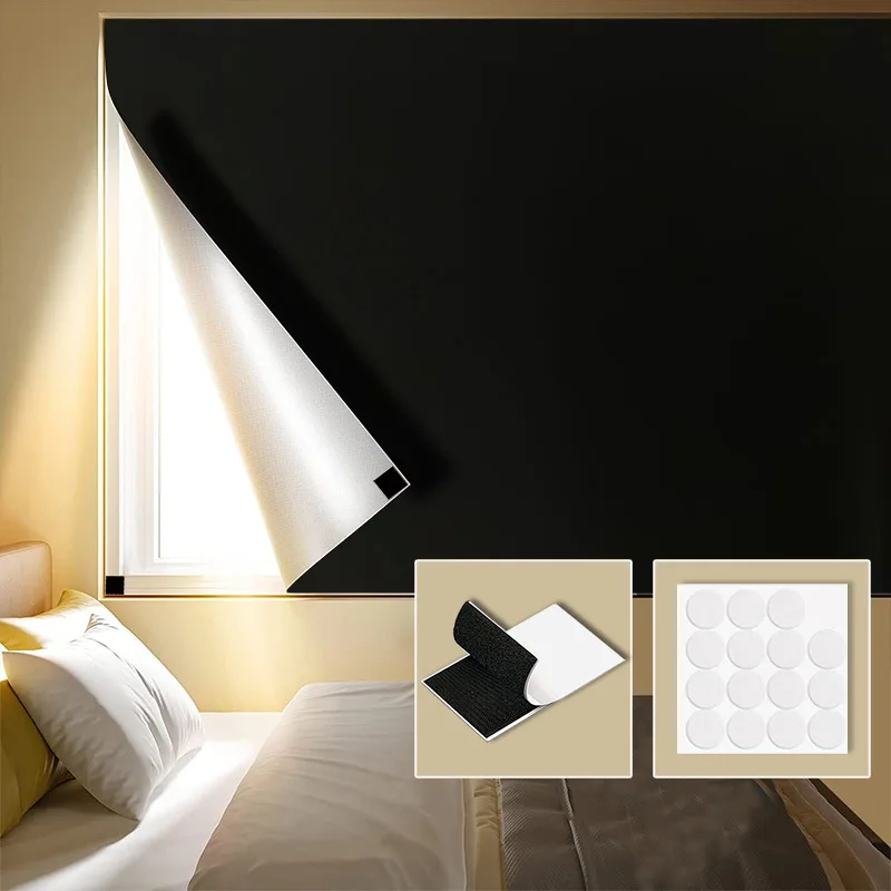 100% Blackout Curtains for Bedroom Portable Blackout Shades Film No Drill Travel Blackout Blinds Sunblock Window Cover
