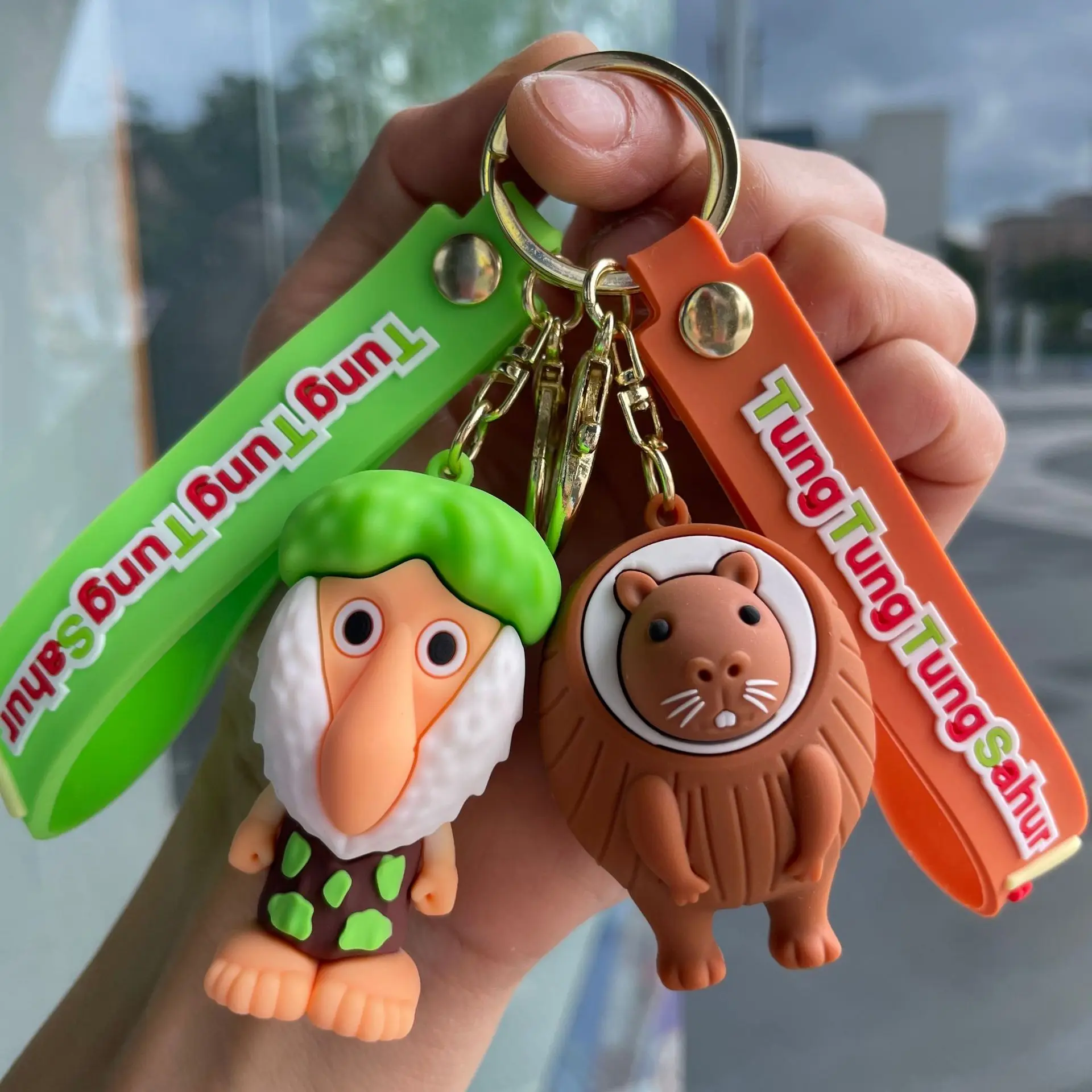 

Tralalero Tralalas Anime Figures Keychain Brainrot Tungtung Sahur Car Key Ring Toy Keychains Bag Pendant Decor Gift