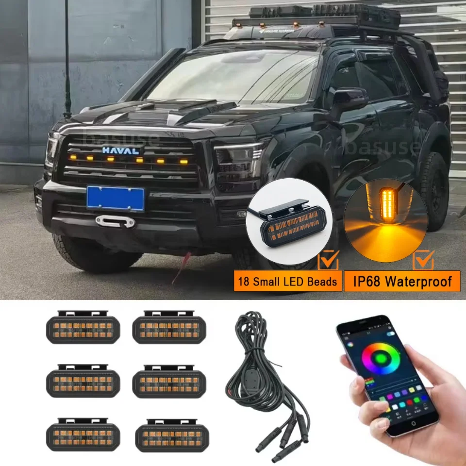 LED Front Grille Light For Haval H5 2023-2025 Car Daytime Running Light Wheel Eyebrow Lamp For Pickup Offroad 12V