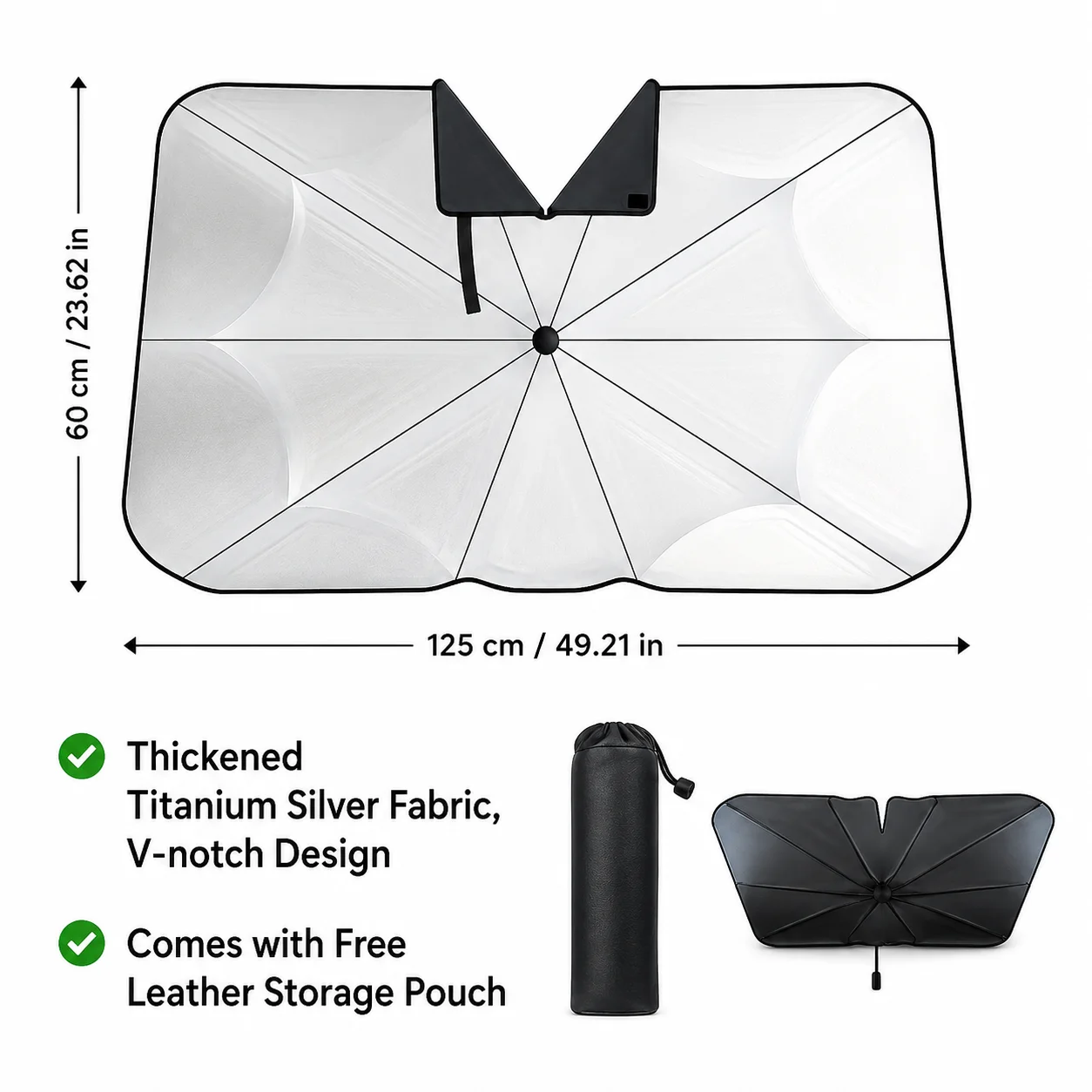 Portable Car Windshield Sun Shade Umbrella Foldable Front Window Cover UV Protection Heat Blocking Visor Auto Interior Accessory