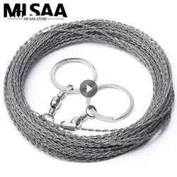 1- Outdoor Hand Drawn Rope Saw Portable Stainless Steel Wire Saw Manual Cutting Chain Camping Hiking Survive Woodworking Tools