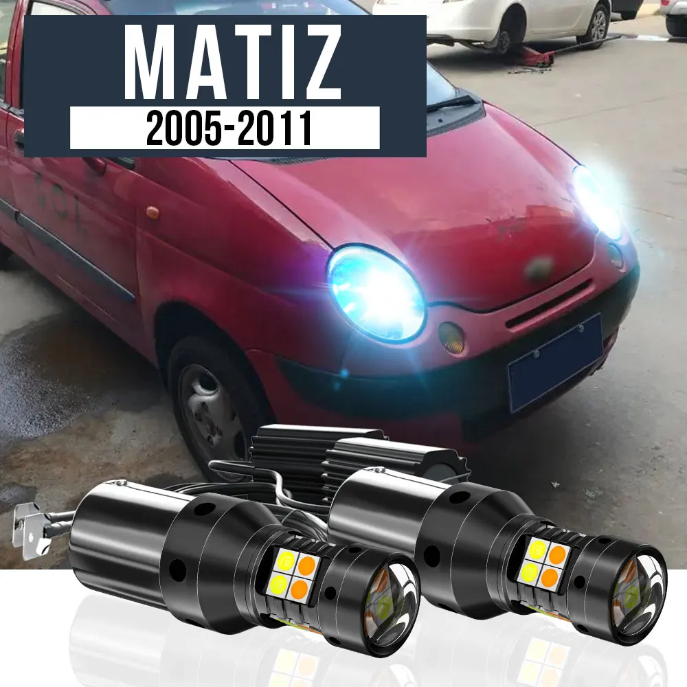 

2x LED Dual Mode Turn Signal+Daytime Running Light Blub DRL Canbus Accessories For Chevrolet Matiz 2005-2011 2007 2008 2009 2010