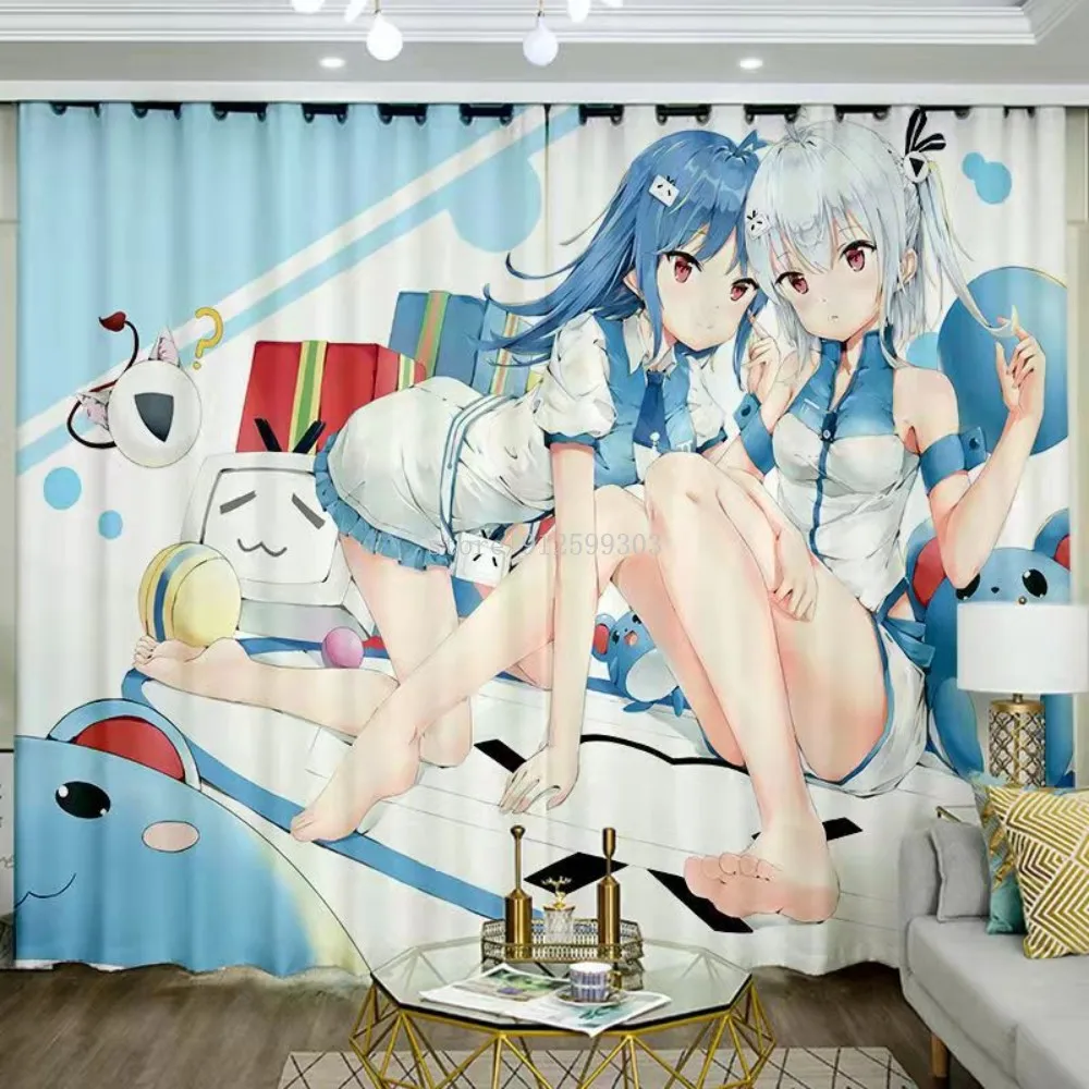 Hot Sale Custom Cartoon anime 3D Printing Anime Sexy Women Curtains Bedroom Bay Window Game Decoration Blackout Curtains