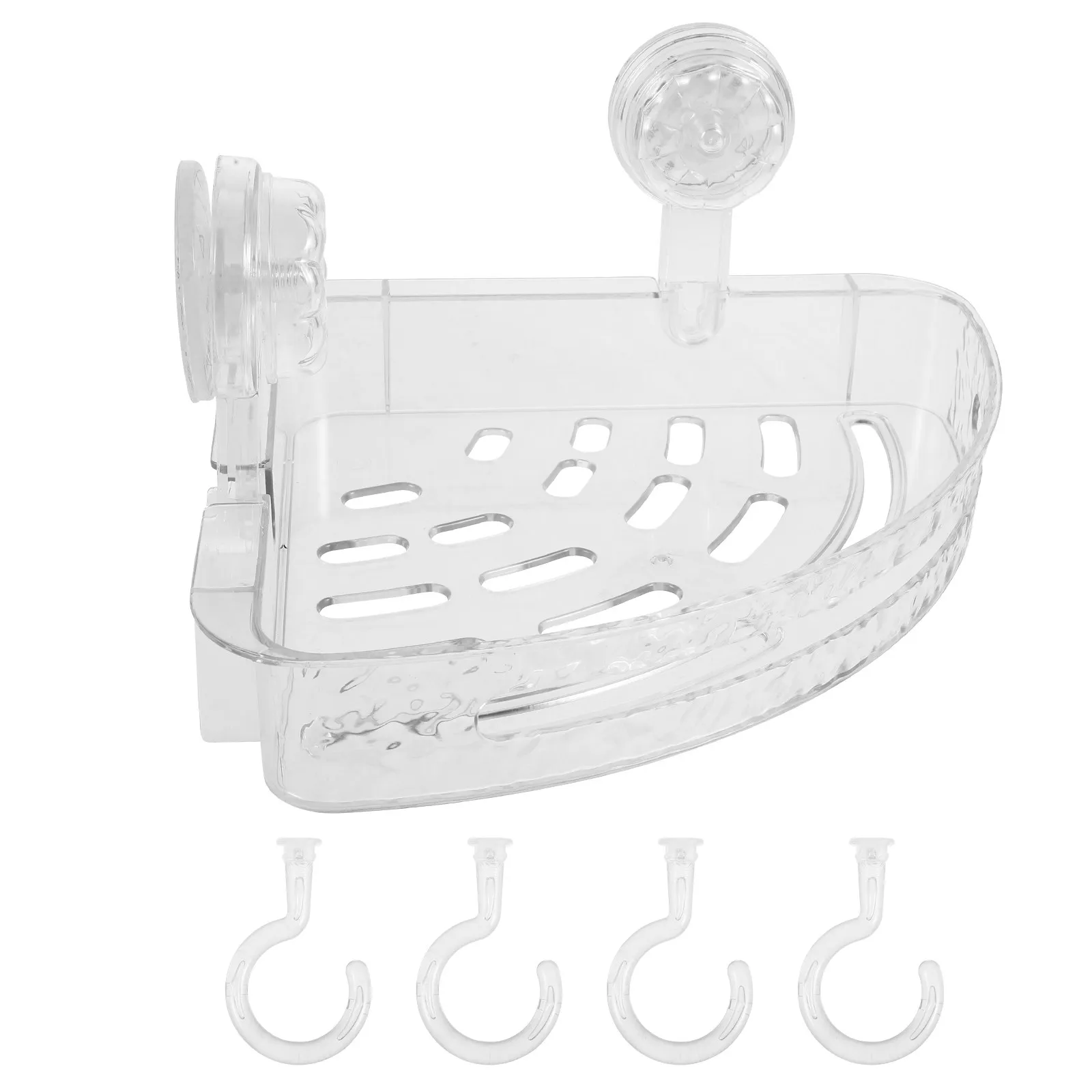 Plastic Bathroom Triangular Storage Rack Wall Mounted No Drill Corner Shower Rack Sucker Organizer for Toothbrush Shampoo