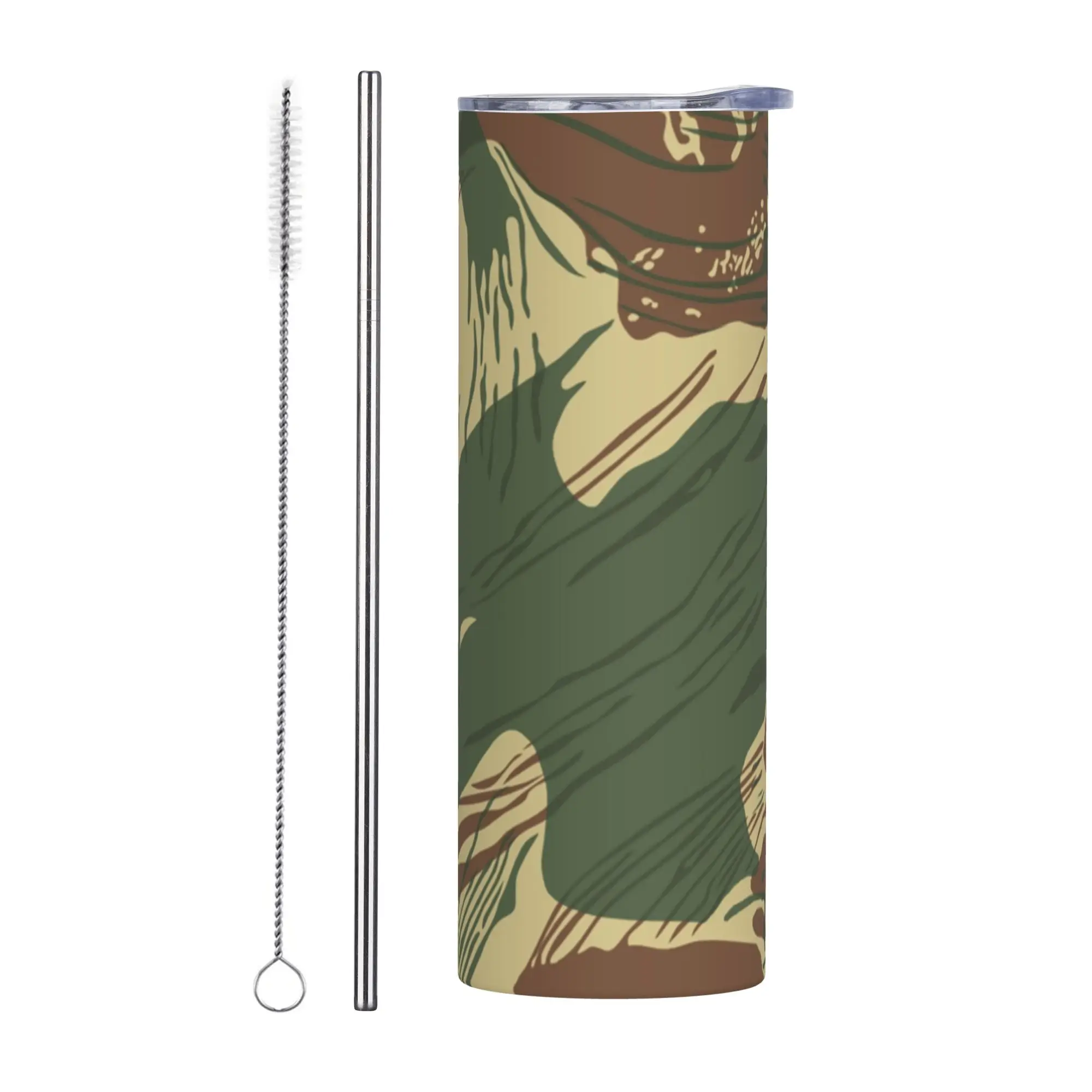 Rhodesian War Camouflage Tumbler Vacuum Insulated Stainless Steel Travel Outdoor Mugs Tags Water Bottle 20oz