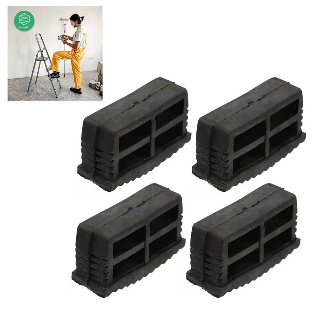 4Pcs Non Slip Folding Rubber Ladder Leg Feet Pads Foot Covers Furniture Mat Leg Chair Replacement Protectors Cover