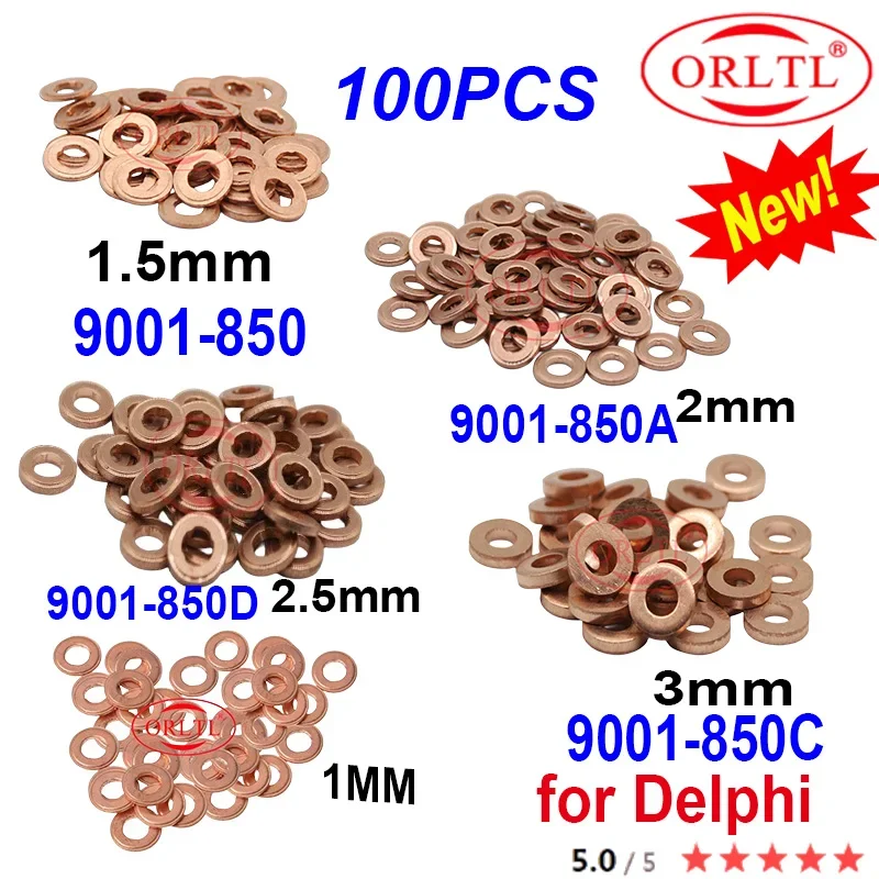 

HOT100pcs 9001-850C Diesel Injector Copper Washer 9001-850 9001-850B 9001-850E 9001-850A 9001-850D 9001-850F for Delphi NOZZLE