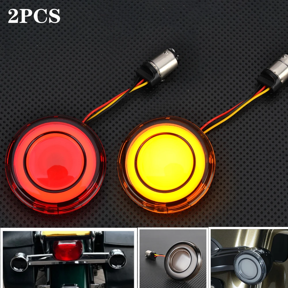 

Motorcycle Turn Signal Indicator Light Lamp Amber/Red LED Light for Harley Sportster Touring Softail Road King Electra Glide CVO