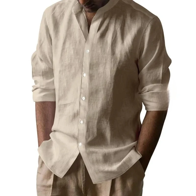 

Simple Classic Long Sve Cotton Linen irt Men Spring Color Retro Linen Basic Sle Casual irt Trendy Versatile