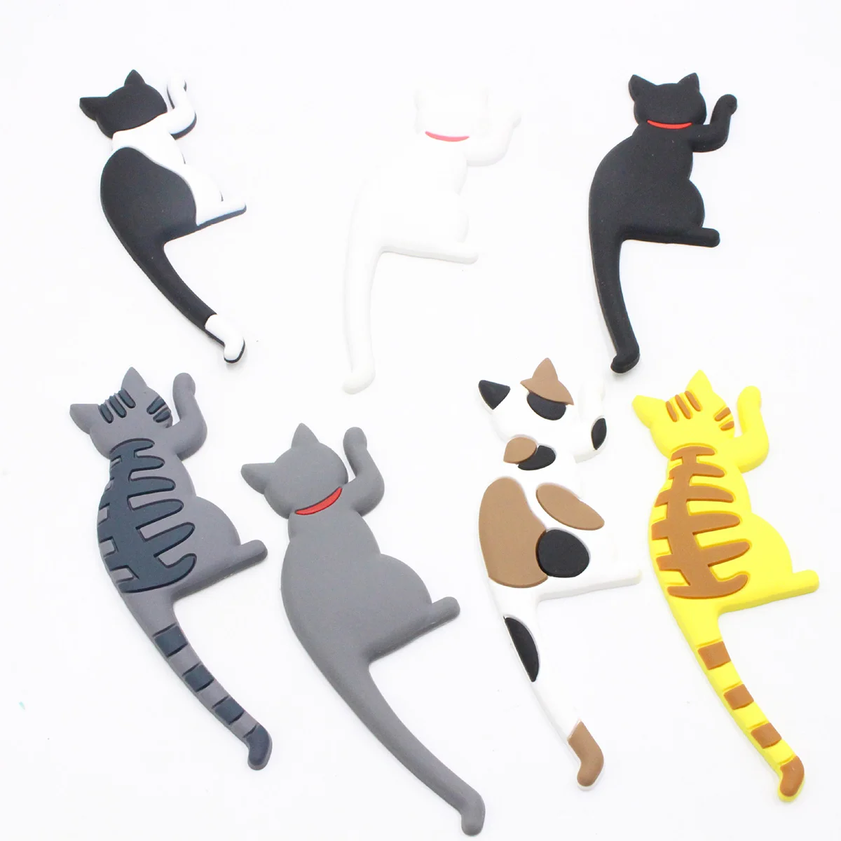 3PCS Cartoon Cat Magnetic Hooks Traceless Decorative Fridge Sticker Refrigerator Message Magnet Coat Hanger Key Holder Storage H