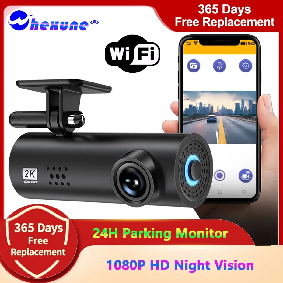 WIFI Dash Cam 1080P Car DVR for Car Camera Black Box Mini Camera Dashcam 24 Hour Parking Monitoring Loop Recording Night Version