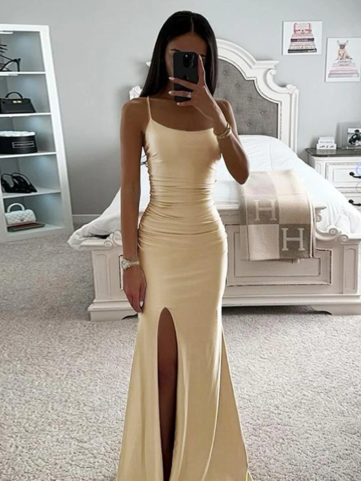 

Strap Sexy Slim Fit Slit Fishtail Dress Suspender Split Fishtail Dress Female