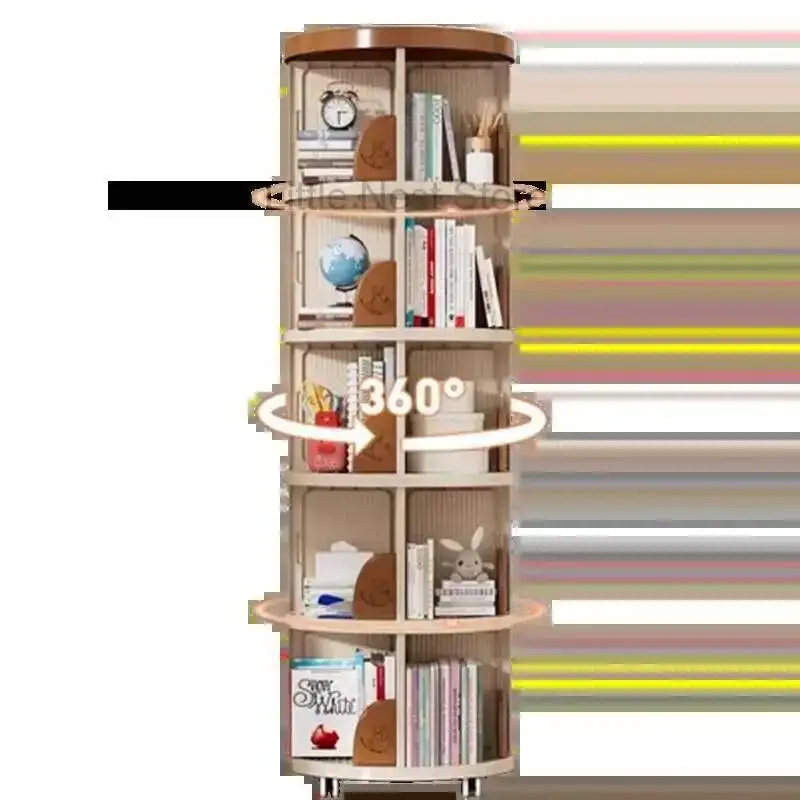 Bookcase Moveablecylinder Luxury Oriental Kids Rotating Rotating Bookcase Mini Living Room Mobili Per Il Soggiorno Home Decor