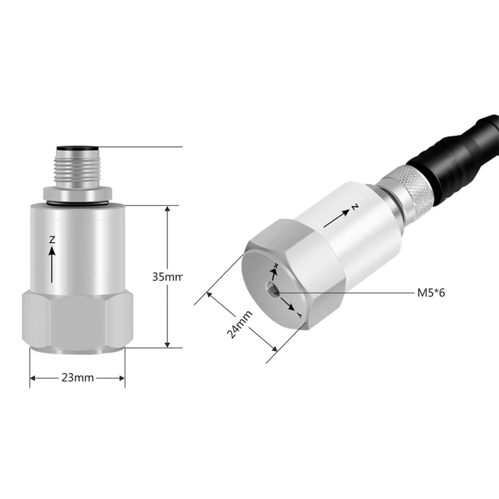 Vibration sensor three-axis acceleration temperature displacement vibration monitoring, water pump air compressor transmitter