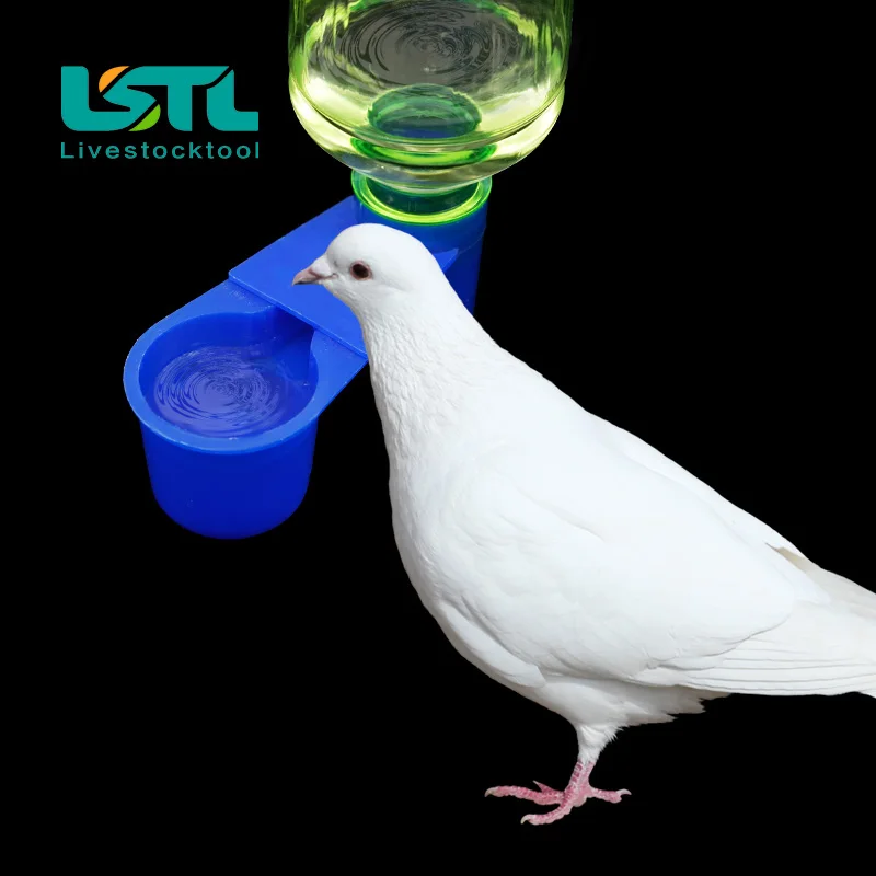 Bebedero de plástico para mascotas, cuenco para pájaros, palomas, codornices, vasos de agua, botella para gato, pollo, Paloma, loro, hámster, doble