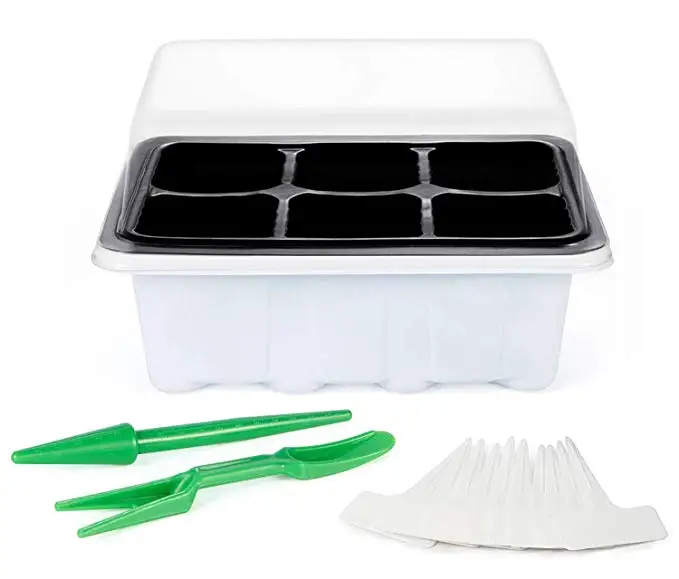 صواني بداية البذور البلاستيكية 60 خلية كبيرة، صينية تشغيل البذر، مجموعة إنبات النباتات مع غطاء