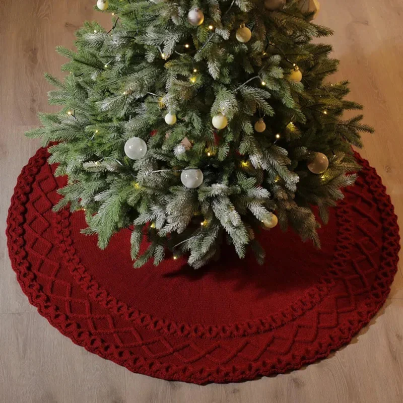 Knitted Christmas Tree Skirt 48inch Knitted Thick Multiple Choices For Christmas Decorative Tree Skirt Gifts And Supplies