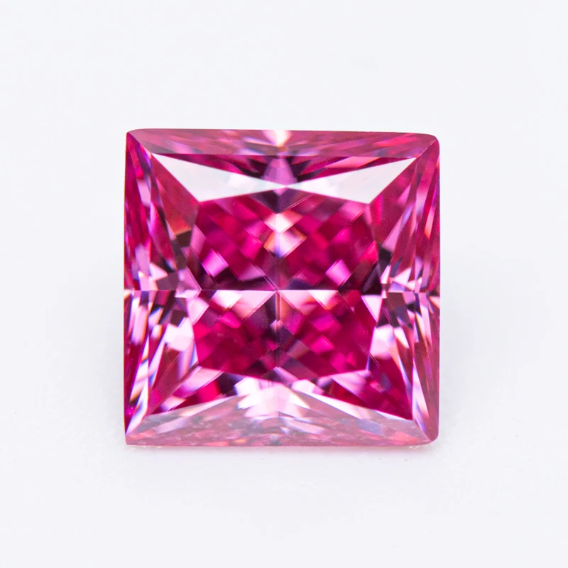 Moissanite Gemstone Princess Cut Pink Color Lab Grown Diamond Advanced Jewelry Making Materials With GRA Certificate