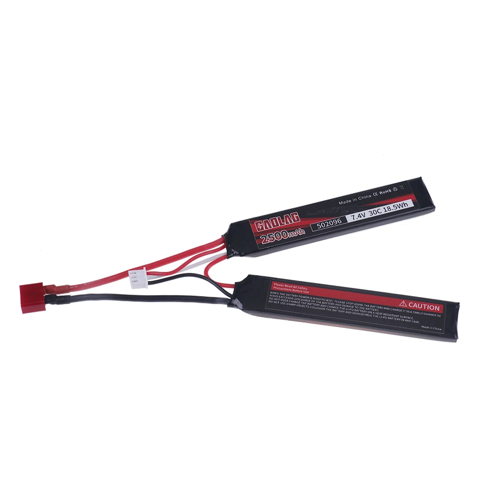 7.4v 2500mAh Lipo Battery Split Connection for Water Gun 2S 7.4V battery for Mini Airsoft BB Air Pistol Electric Toys Guns Parts