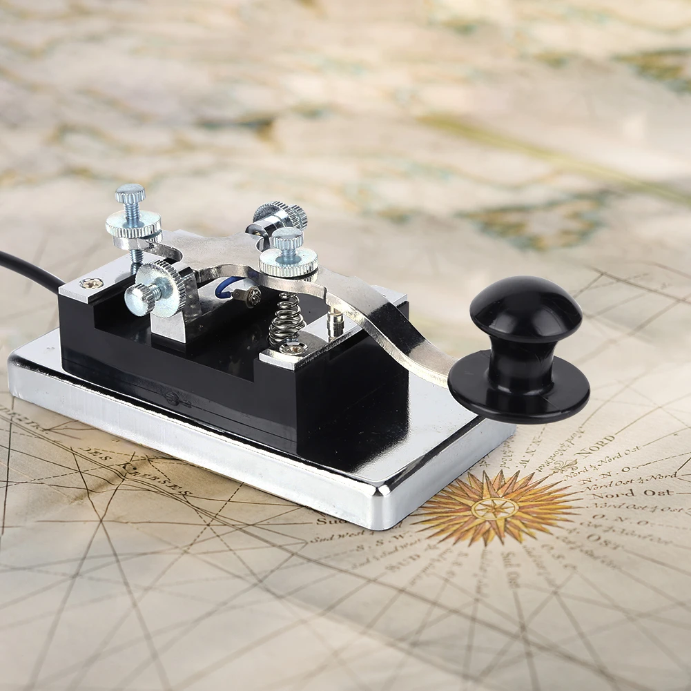 Stainless Steel Morse Code CW Trainer Learner DIY Telegraphing Key Morse Key Shortwave Radio Communication Teaching Aids
